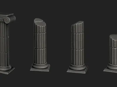 Stylized Roman Columns Ruins 3D model