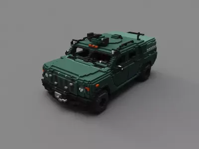 Voxel military vehicle military SBA Novator Low-poly 3D model