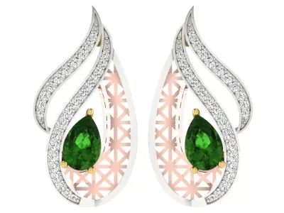 Women Flower Drop Pear Diamond Earring  3D print model
