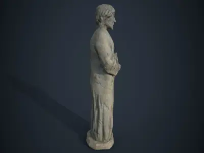 Saint Statue with book Low-poly 3D model