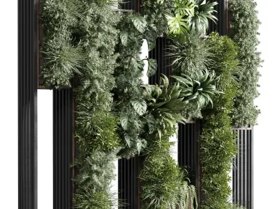 plants set partition in  Vertical graden wall decor box 3D model