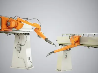 Industrial Robot Car Painting 3D model