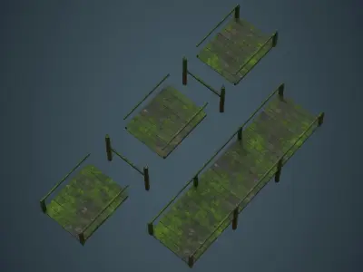 Plank Bridge 2C Low-poly 3D model