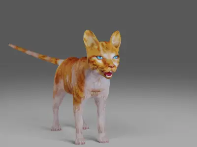 Calico Cat Rigged V2 in Blender Low-poly 3D model