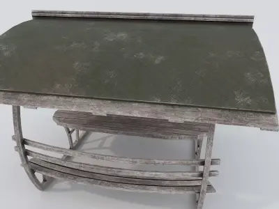 Wooden Old Pergola PBR Low-poly 3D model