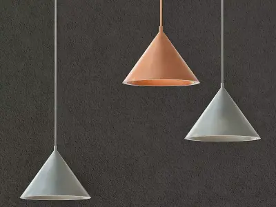 Annular hanging lamp with three lights 3D model
