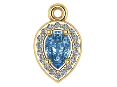Pendant necklace with a gemstone Pear 3D model print 3D print model