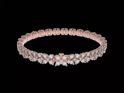  Tennis Flower Articulated Bracelet 3D print model