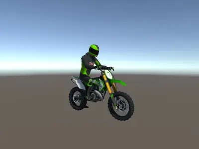 Low Poly Dirt Bike With Rider-4 Low-poly 3D model