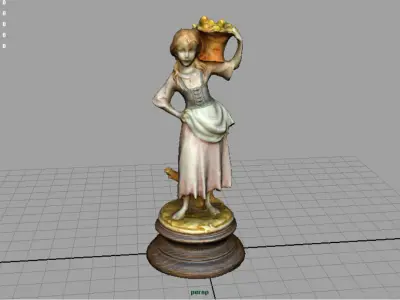The grape picker Woman Low-poly 3D model