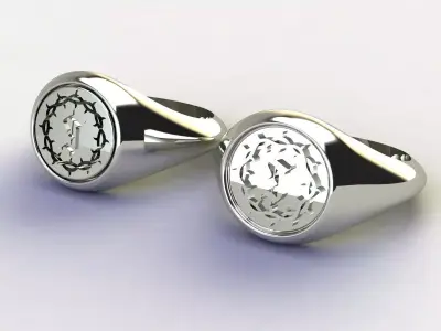 Letter J Signet Ring 3D print model