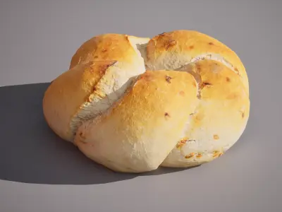 Bread with onions 5K triangles 4K PBR textures Low-poly 3D model