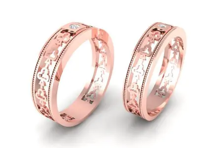 Luxury Dragon Phoenix Couple Rings for Lovers 346 3D print model