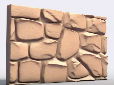 Rough Stone Wall Section High Detail 3D print model