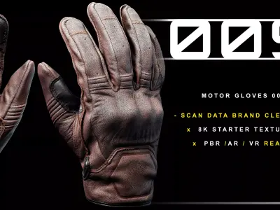 Motor Gloves 009 Low-poly 3D model