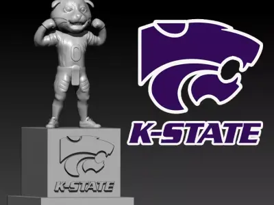 KANSAS STATE WILDCATS FOOTBALL MASCOT STATUE - DECOR 3D print model