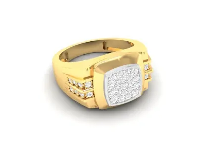 Luxury Square Top Diamond Men Ring 127 3D print model
