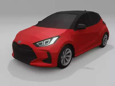 Toyota Yaris 2021 low poly 3D model Low-poly 3D model
