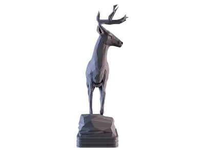 Deer LowPoly statue 3D print model
