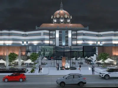 Exterior hotel and tourist village and shop mall 3D model