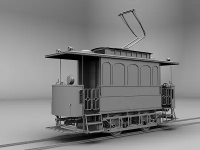 Tram 3dmodel car Low-poly 3D model