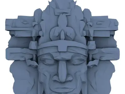 Aztec Sculpture Low Poly 3D print model