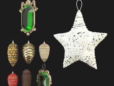 Christmas tree toys set 3D model