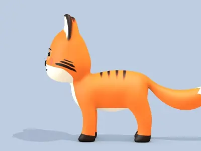 Cartoon Fox Low-poly 3D model get