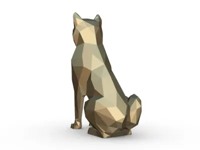 shiba inu low poly 3D print model