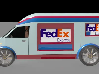 Mercedes Sprinter Fed-Ex bus with interior prototype 3D model