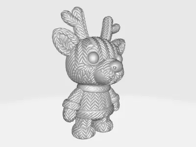 Cute Christmas Reindeer Plush Toy Style Holiday Decoration 3D print model