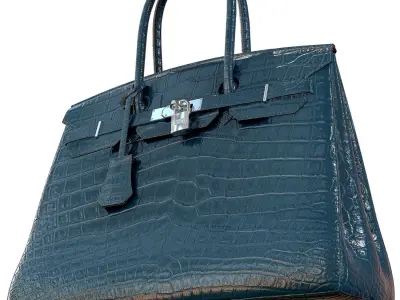 Hermes Birkin Bag Blue Crocodile Leather Low-poly 3D model