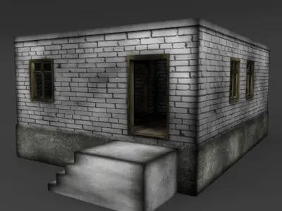 BrickHouse house with stairs and windows Free low-poly 3D model