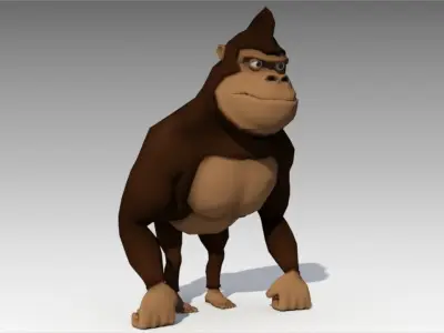 Gorilla Toon Animated Low-poly 3D model