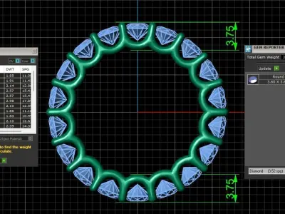 U Shaped Eternity Ring 3 point 6 mm stone size swiss 12 and EU52 3D print model