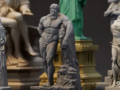 World Famous Statues Pack Low-poly 3D model