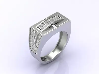 Print Ready STL 3DM  Gents Rings Diamond Men Ring  3D print model 69