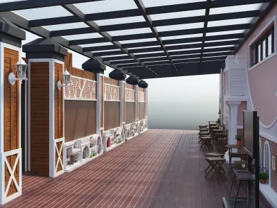 Kindergarten outdoor corridor European decoration British style 3D model