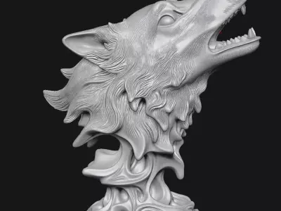 Wolf head sculpture 3D print model buy