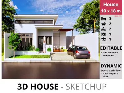 House 10x18m code 518 - Sketchup 3D model 3D model 3D model