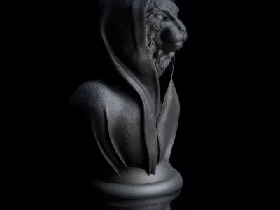 Cat - Maine Coon with Cape Bust Pedestal 3D print model