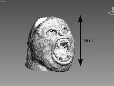 Gorilla scream head Ps5 controller stand 3D print model