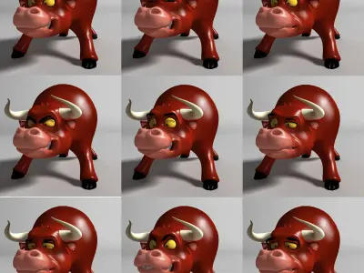 cartoon bull Rigged Low-poly 3D model