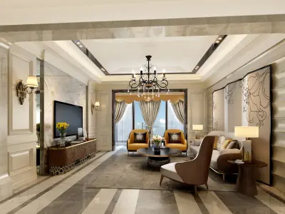 Luxury living room interior 3D model