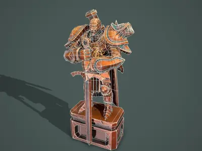 Statue knight Low-poly 3D model