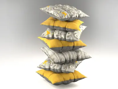 Buttoned Pillow Set 3D model
