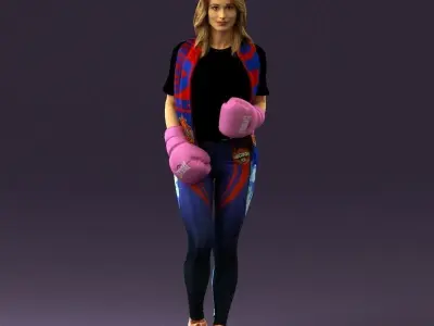 Woman in sport style boxing gloves 0952 3D model