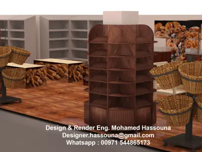 3d modeling bakery store with shelves and tables 3D model