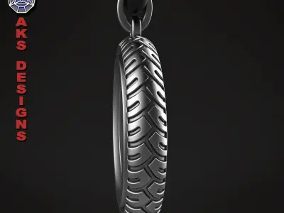  Pendant biker Jewelry tyre version 1 3D print model