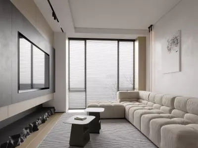 Modern living room dining room bedroom bathroom interior scenes  3D model